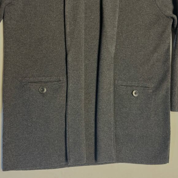 J. CREW Extra Soft Open Front Wool Blend Pockets Cardigan Women M Charcoal Gray - Picture 2 of 6